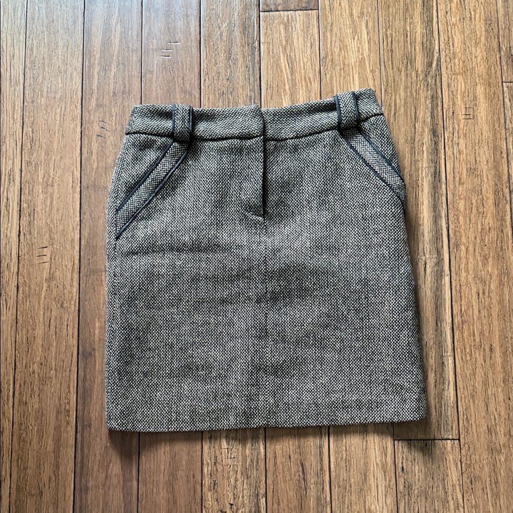 British Khaki Textured Gray Pencil Skirt